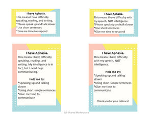 Aphasia Information and Identification Cards