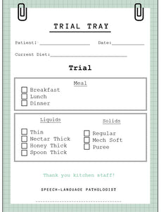 Trial Tray Form