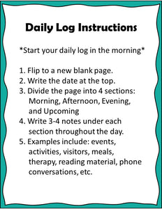 Daily Log Instructions for Patient and Caregivers